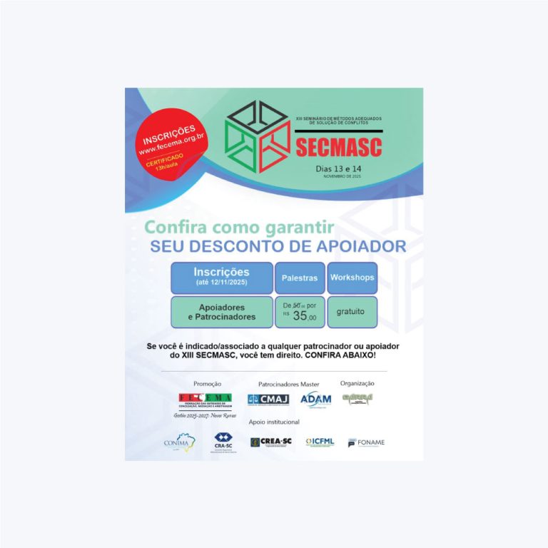 Os mediadores e advogados certificados do ICFML beneficiam de desconto no XIII SECMASC